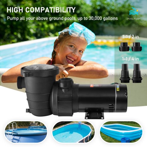 Swimming Pool Pump 20HP 115V 1500W Single Speed Pumps for Above Ground