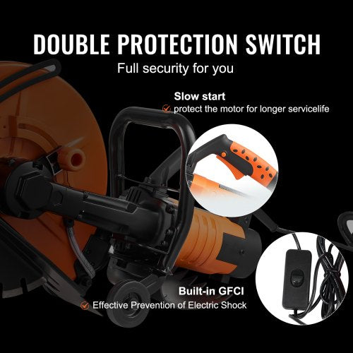 Electric Concrete Saw 14 in Circular Saw Cutter with 5 in Cutting Depth