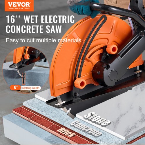 Electric Concrete Saw 16 in 3200 W Motor Circular Saw Cutter with Max 6