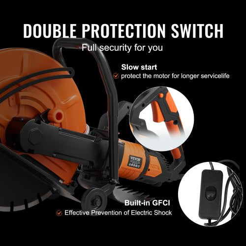 Electric Concrete Saw 16 in 3200 W Motor Circular Saw Cutter with Max 6
