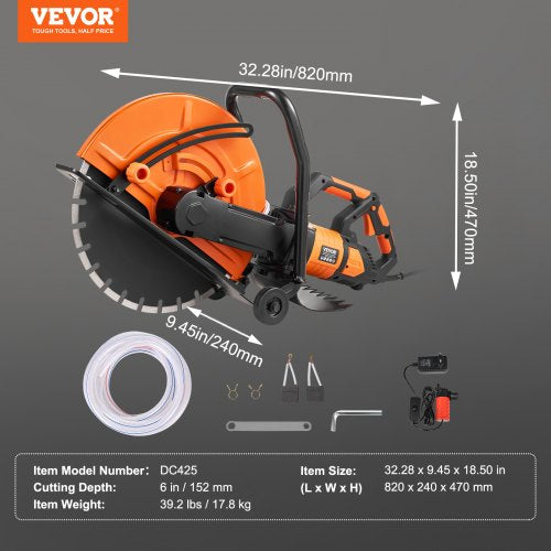 Electric Concrete Saw 16 in 3200 W Motor Circular Saw Cutter with Max 6