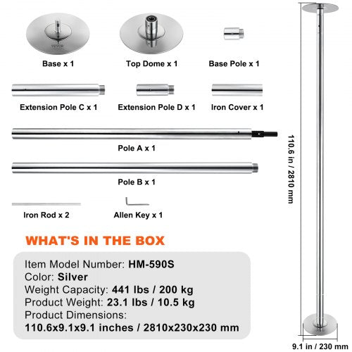 Professional Dancing Pole Spinning Static Dancing Pole Kit Portable