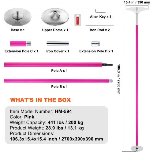 Professional Dancing Pole Spinning Static Dancing Pole Kit Portable