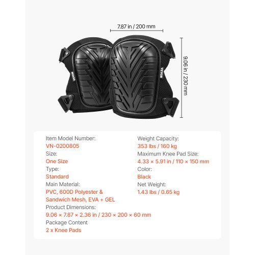 Knee Pads for Work Heavy Duty Construction Knee Pads with Adjustable Straps