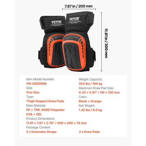 Knee Pads for Work Extended Heavy Duty Construction Knee Pads with 2