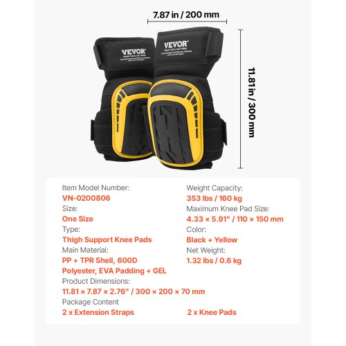 Knee Pads for Work Extended Heavy Duty Construction Knee Pads with 2
