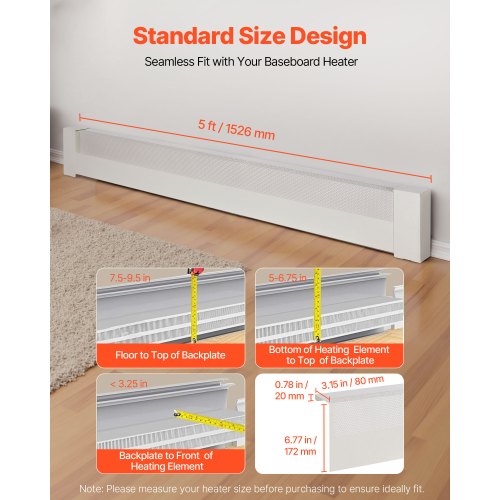 Baseboard Heater Covers Basic Series 5 ft Standard Electric Heating Unit