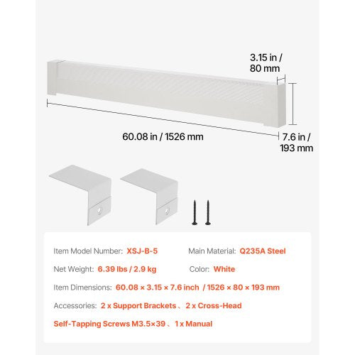 Baseboard Heater Covers Basic Series 5 ft Standard Electric Heating Unit