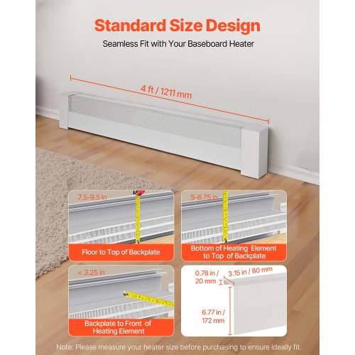 Baseboard Heater Covers Basic Series 4 ft Standard Electric Heating Unit