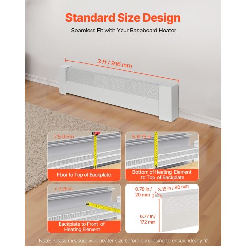 Baseboard Heater Covers Basic Series 3 ft Standard Electric Heating Unit
