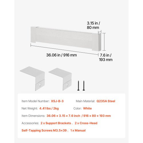 Baseboard Heater Covers Basic Series 3 ft Standard Electric Heating Unit