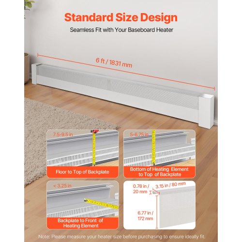 Baseboard Heater Covers Basic Series 6 ft Standard Electric Heating Unit