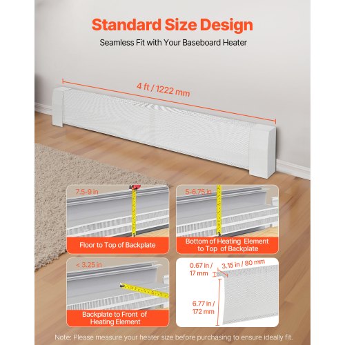 Baseboard Heater Covers Premium Series 4 ft Standard Electric Heating Unit