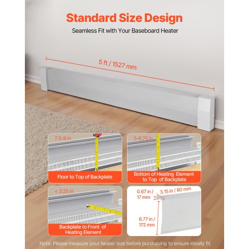 Baseboard Heater Covers Premium Series 5 ft Standard Electric Heating Unit