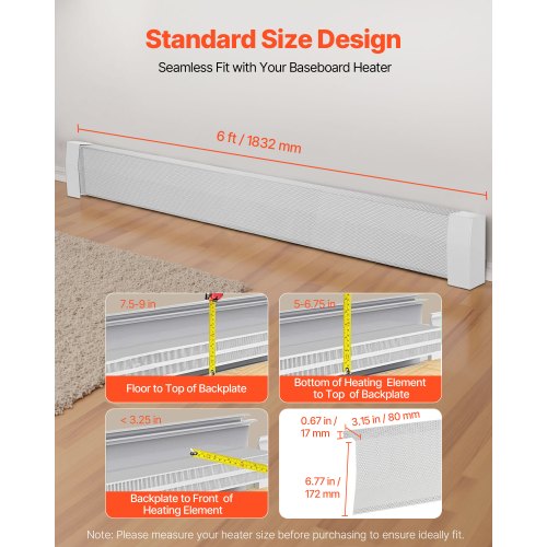 Baseboard Heater Covers Premium Series 6 ft Standard Electric Heating Unit