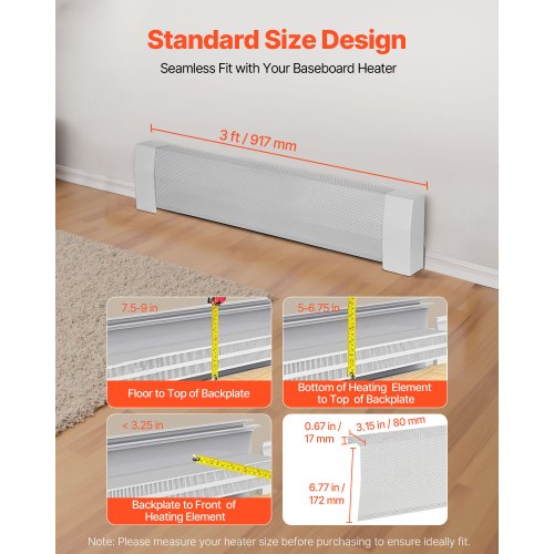 Baseboard Heater Covers Premium Series 3 ft Standard Electric Heating Unit