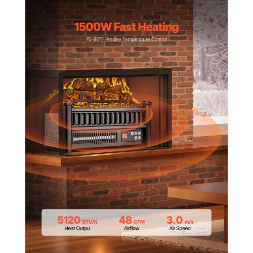 Electric Fireplace Log 16 inch Fireplace Insert Log Heater with Remote