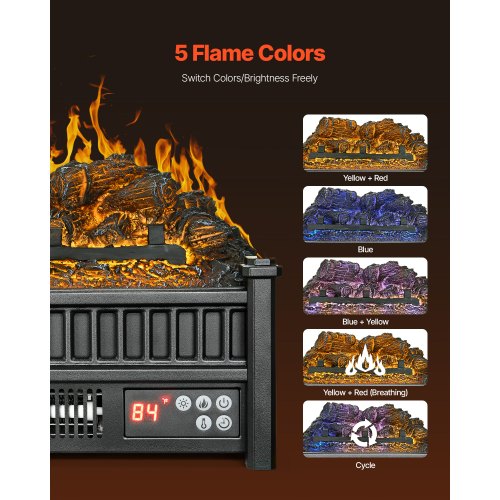 Electric Fireplace Log 16 inch Fireplace Insert Log Heater with Remote