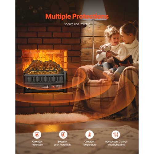 Electric Fireplace Log 16 inch Fireplace Insert Log Heater with Remote