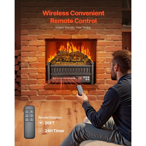 Electric Fireplace Log 16 inch Fireplace Insert Log Heater with Remote