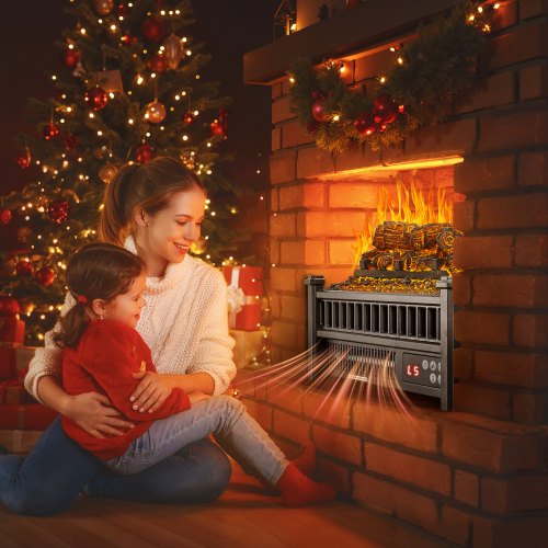 Electric Fireplace Log 16 inch Fireplace Insert Log Heater with Remote