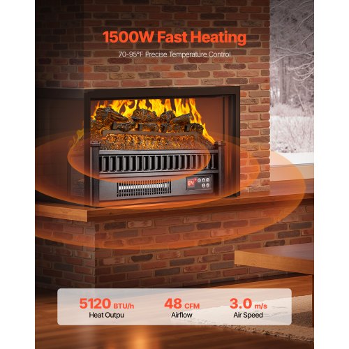 Electric Fireplace Log 20 inch Fireplace Insert Log Heater with Remote