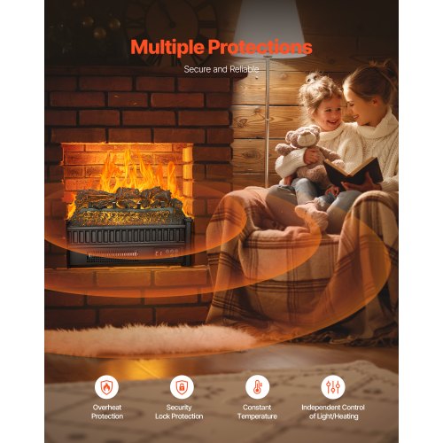 Electric Fireplace Log 20 inch Fireplace Insert Log Heater with Remote