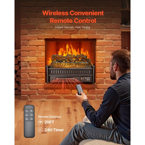 Electric Fireplace Log 20 inch Fireplace Insert Log Heater with Remote