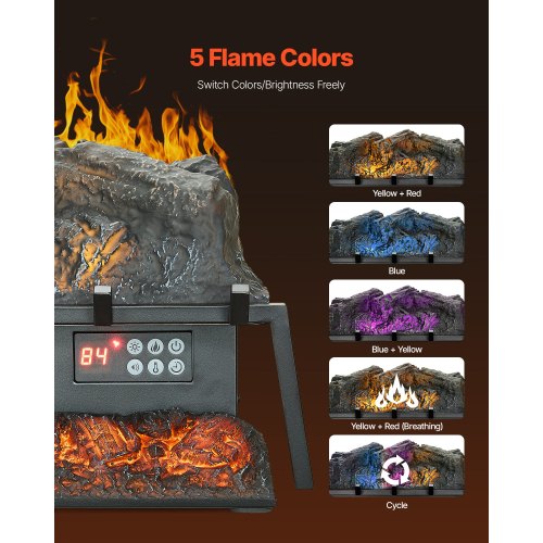 Electric Fireplace Log 23 inch Fireplace Insert Log Heater with Crackling