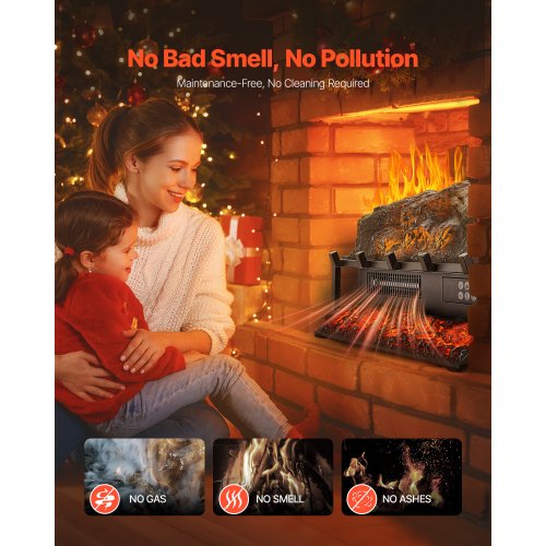 Electric Fireplace Log 23 inch Fireplace Insert Log Heater with Crackling