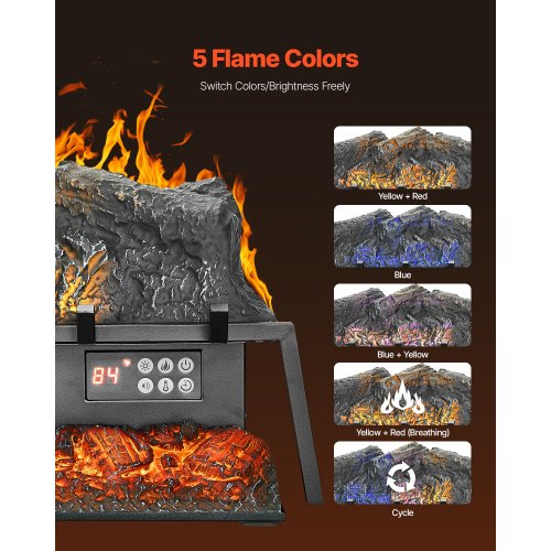 Electric Fireplace Log 25 inch Fireplace Insert Log Heater with Crackling