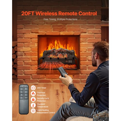 Electric Fireplace Log 25 inch Fireplace Insert Log Heater with Crackling