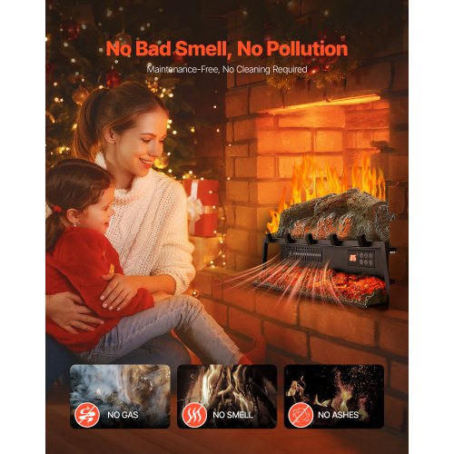 Electric Fireplace Log 25 inch Fireplace Insert Log Heater with Crackling
