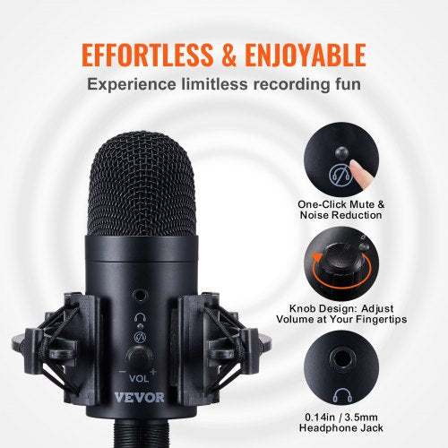 USB Microphone 192kHz24bit Professional Condenser Microphone Kit with Boom Arm