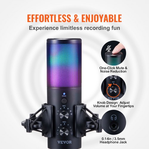 USB Microphone 192 kHz24bit Professional Condenser Microphone Kit with Boom Arm