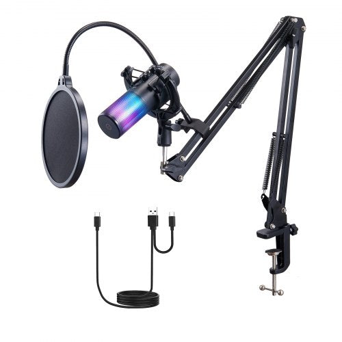 USB Microphone 192 kHz24bit Professional Condenser Microphone Kit with Boom Arm