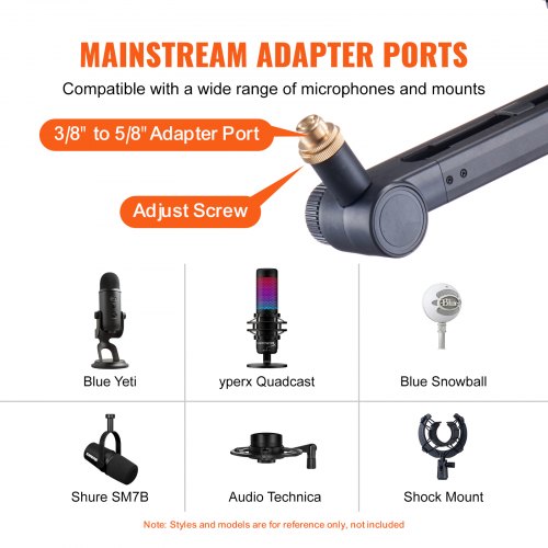 Microphone Boom Arm with Desk Mount 360° Rotatable Adjustable Mic Stand