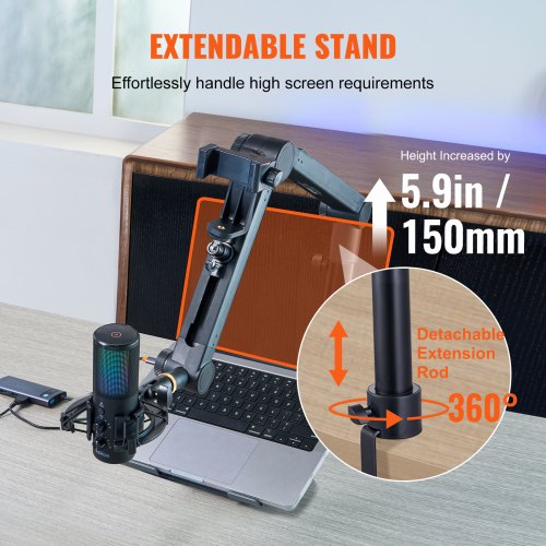 Microphone Boom Arm with Desk Mount 360° Rotatable Adjustable Mic Stand