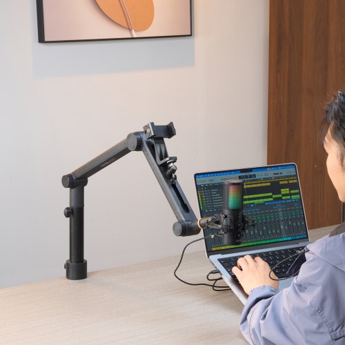 Microphone Boom Arm with Desk Mount 360° Rotatable Adjustable Mic Stand