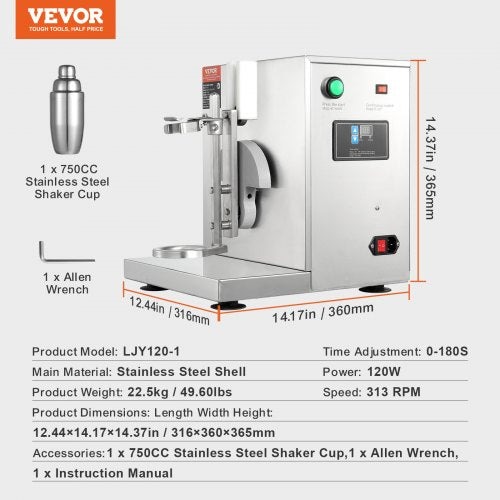 Milkshake Maker Machine 120W Commercial Milk Tea Shaker Machine Single