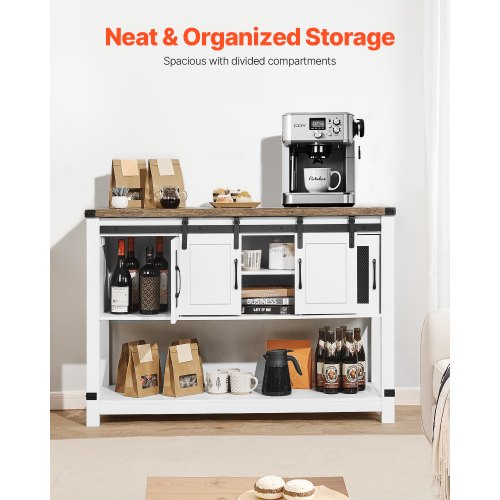 Coffee Bar Cabinet 473 x 157 x 32.7 in Farmhouse Coffee Bar Cabinet with 4Tier
