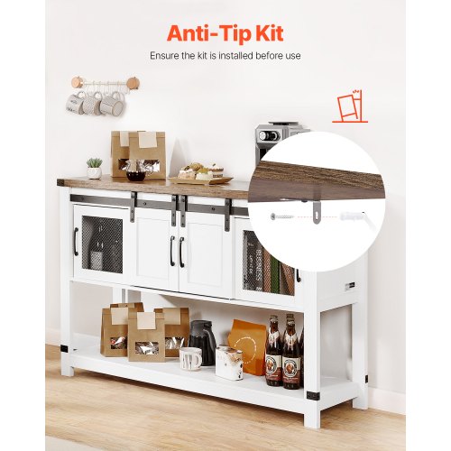 Coffee Bar Cabinet 473 x 157 x 32.7 in Farmhouse Coffee Bar Cabinet with 4Tier