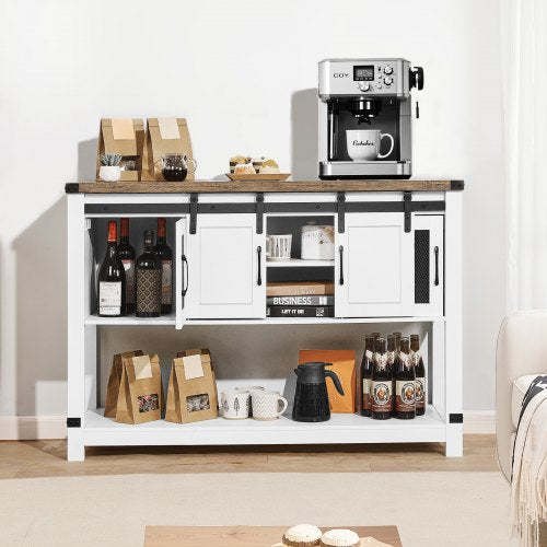 Coffee Bar Cabinet 473 x 157 x 32.7 in Farmhouse Coffee Bar Cabinet with 4Tier