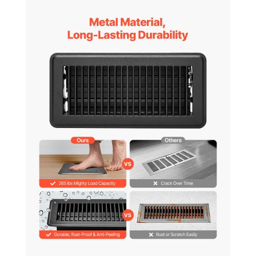 4 x 10 Inch Floor Registers 12Pack Vent Grilles HAVC HeavyDuty Walkable