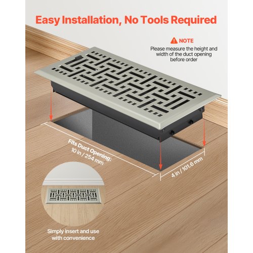 4 x 10 Inch Floor Registers 2Pack Vent Grilles HVAC HeavyDuty Walkable