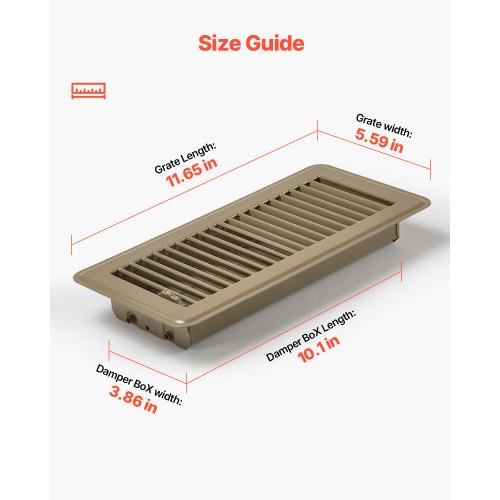 4 x 10 Inch Floor Registers 6Pack Vent Grilles HVAC HeavyDuty Walkable