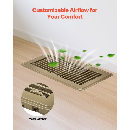4 x 10 Inch Floor Registers 6Pack Vent Grilles HVAC HeavyDuty Walkable