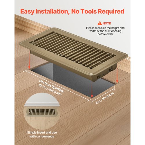 4 x 10 Inch Floor Registers 6Pack Vent Grilles HVAC HeavyDuty Walkable