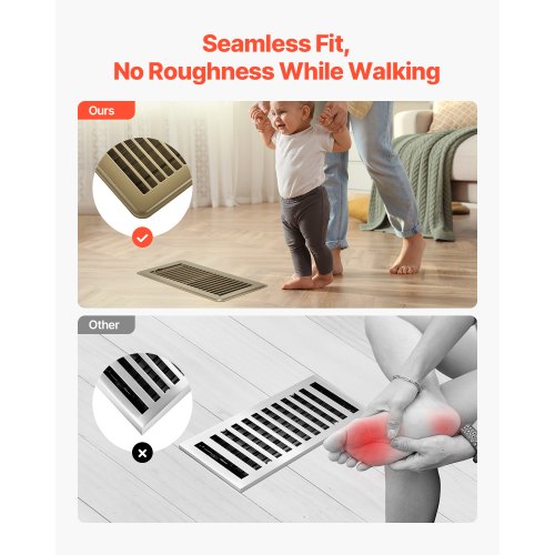 4 x 10 Inch Floor Registers 6Pack Vent Grilles HVAC HeavyDuty Walkable