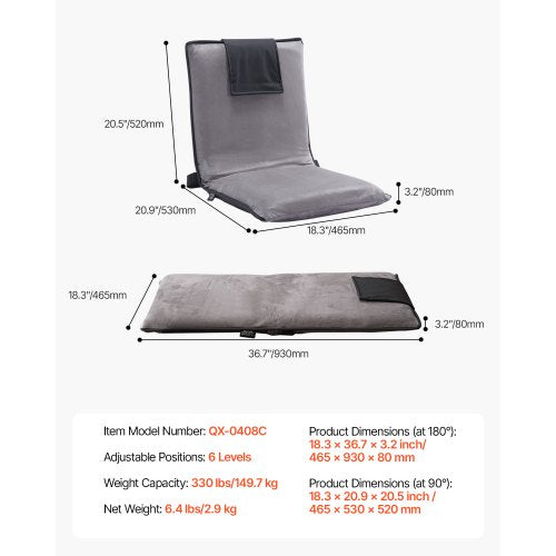 Floor Chair 6Position Adjustable Meditation Chair with Back Support